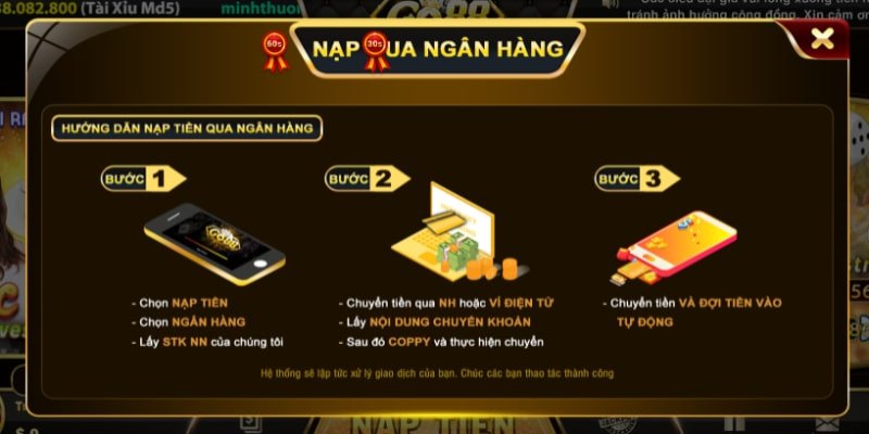 Các thao tác đơn giản để thực hiện nạp tiền GO88 thành công
