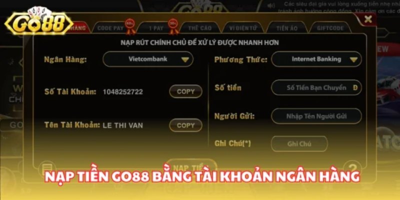 Điều quan trọng cần nắm trong quá trình nạp tiền GO88